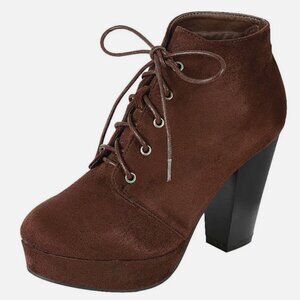 Forever 21 - Brown Lace-Up Platform Booties